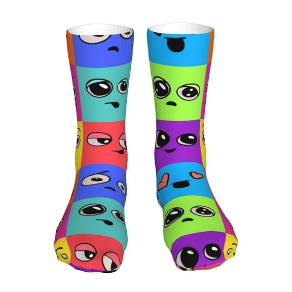Salouo Doodle Faces Emotions Pattern Fun Novelty Crew Socks,Casual Athletic Socks Neutral Socks
