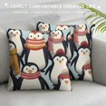 thumbnail image 3 of Sheronv Penguins Hats Scarfs Theme Decorative Throw Pillow Cover - Winter Printed Home Cushion for Couch Bed Sofa, 1PC 18x18in, 3 of 5