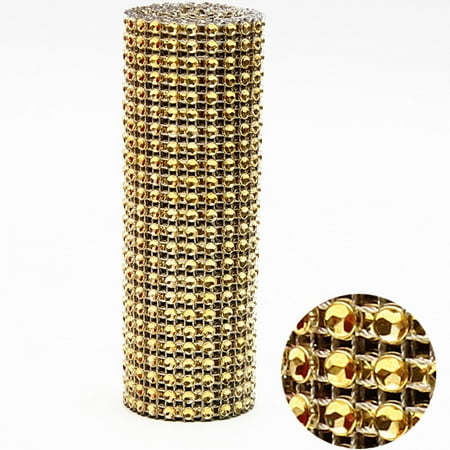 

Pgeraug Mesh drill Rhinestone Ribbons 24 Rows Shiny Diamond Rhinestone Mesh Wrap Roll Event & Party Gold