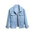 thumbnail image 7 of Aunavey Women's Jean Jacket Frayed Washed Button Up Cropped Denim Jacket With Pockets, 7 of 7