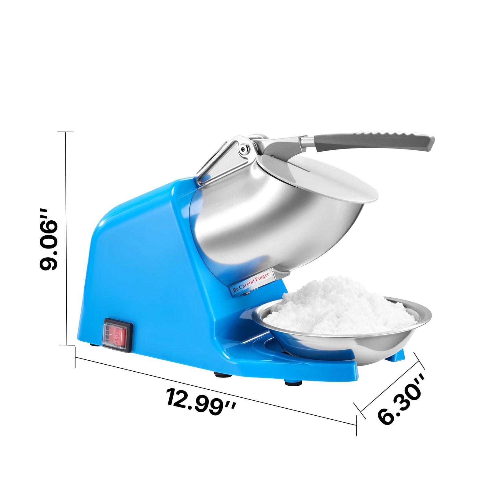 Ice Crusher Machine 286 lbs/h, 300W, 4 Stainless Steel Blades, 2000 RPM, Blue, for Home Commercial Shaved Ice Snow Cones