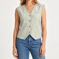 thumbnail image 6 of Women's Striped Vest Sleeveless Button Down Open Front Tops Office Casual Layeringlook Waistcoat, 6 of 8