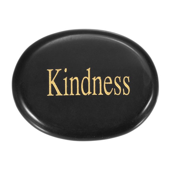Uxcell Natural Thumb Worry Stone, 1.7"x1.3" Oval Crystal Stone with Inspirational Words, Pocket Rock Anxiety Crystals for Women Stress Gifts Meditation, Black(Style 5)