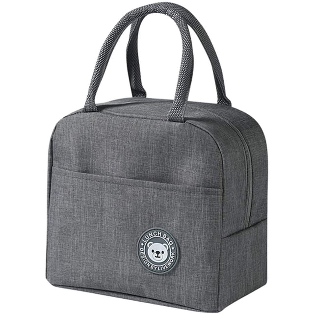 Bolsas de almuerzo pequeñas de 5,5 l para mujeres, portátiles, reutilizables, se pueden usar como bolsas de almuerzo (S, oso gris)