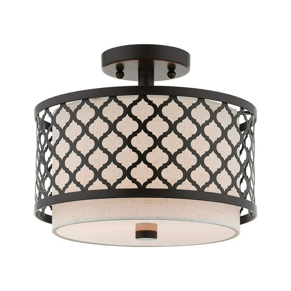 Livex Lighting Arabesque 2 Light Semi Flush Mount in English Bronze
