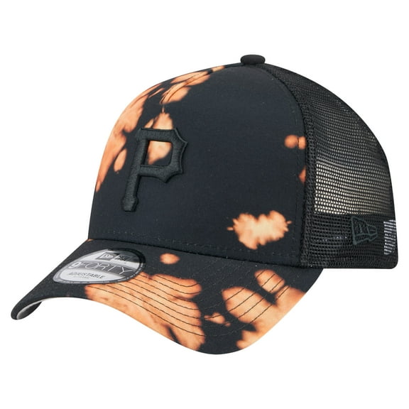 Men's-New Era  Black Pittsburgh Pirates Bleached A-Frame 9FORTY Adjustable Hat