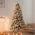 thumbnail image 3 of Jostyle 7.5ft Pre-lit Snow Flocked Artificial Christmas Tree with Pinecones Hinged PVC Branches, 400 Clear Lights, Metal Stand Realistic Full Shape for Home, Office, Holiday Decoration, 3 of 7