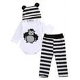 thumbnail image 1 of 3 Pcs Unisex Baby Pants Animal Print Romper + Long Pants + Hat Suits, 1 of 6