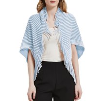 SWSMCLT Women's Poncho Cape Thick Winter Fringe Knit Bolero Shrug Sweater Crop Tops Fashion Half Sleeve Capelet Blue One Size