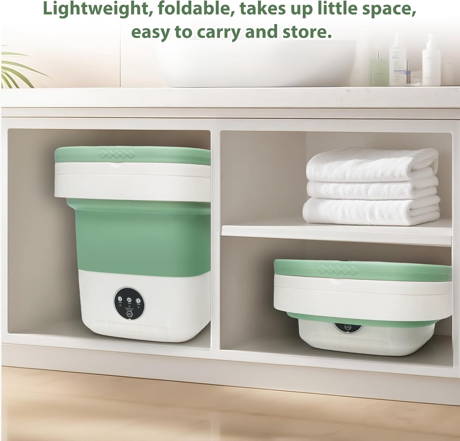 17L Portable Mini Washing Machine, Foldable Compact Washer with Spin Dryer, 3 Wash Modes for Baby Clothes, Underwear & Socks, Perfect for Apartments, Travel, Dorm & RV Living