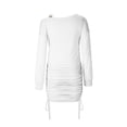 thumbnail image 5 of gakvbuo Fall Dresses For Women 2023 Plus Size Mini Dress Long Sleeve Women Casual Long Sleeve Solid Cold Shoulder Drawstring Long Sleeve Dresses, 5 of 6