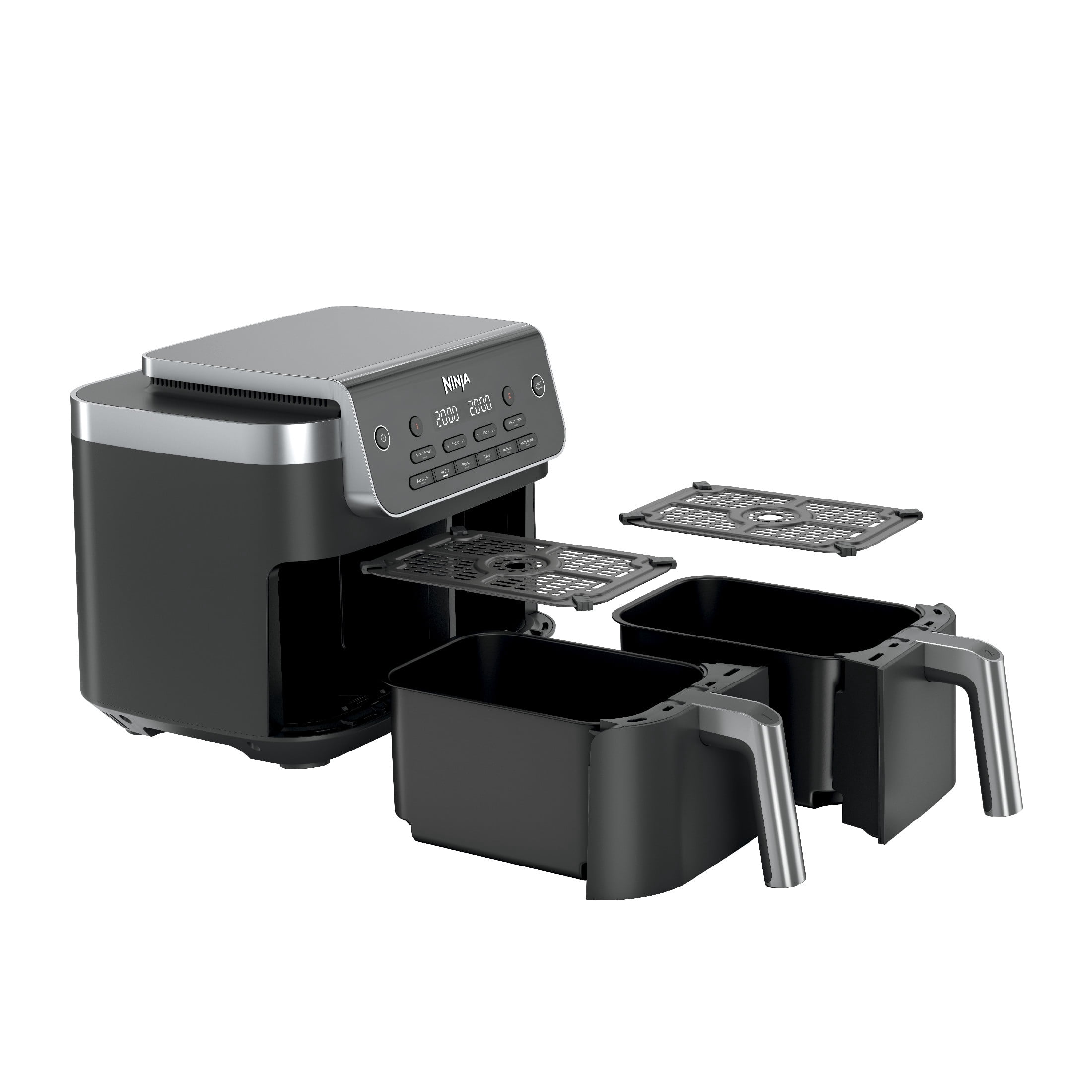 Ninja DualZone Air Fryer 8-Qt, 6-in-1, 2 Baskets, Smart Finish & Match Cook, Air Fry Roast Bake, DZ801 Gray