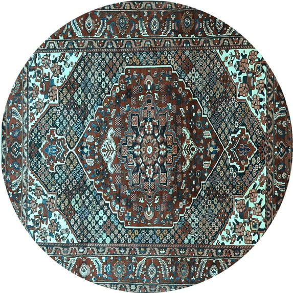Ahgly Company Indoor Round Persian Light Blue Traditional Area Rugs, 7' Round
