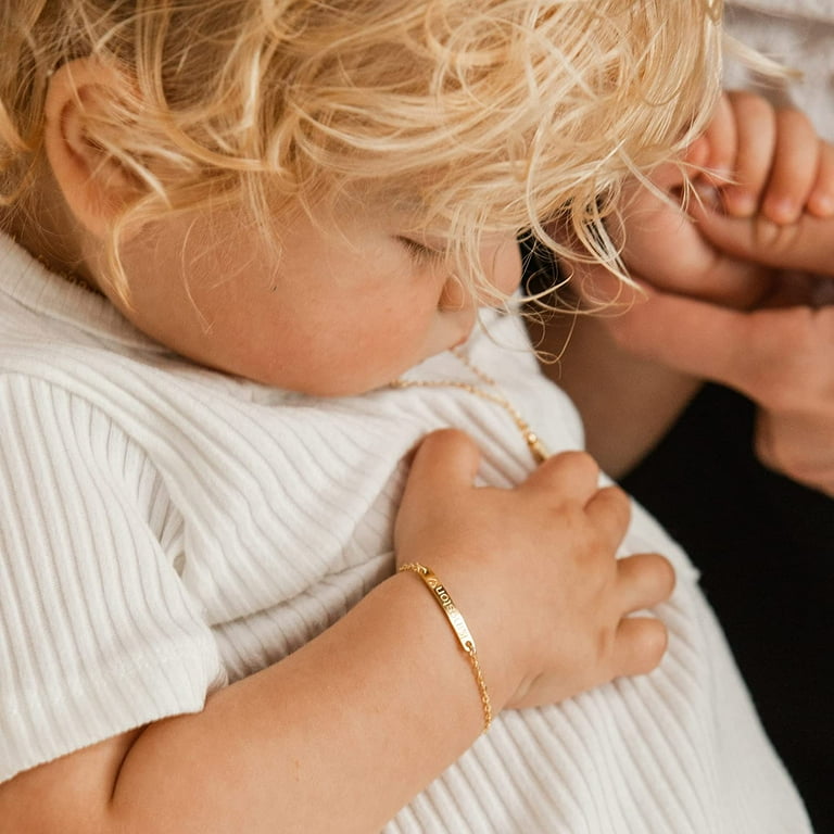 Classic Baby/Children's Engraved ID Bracelet for Girls - 14K Rose Gold