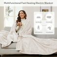thumbnail image 5 of SUNNY HEAT Heated Electric Blanket Ribbed Flannel 72"x84" Full Size - 10 Heating Settings & 2/4/6/8/10/12 Hours Auto off, Thick and Warm Washable - White, 5 of 7
