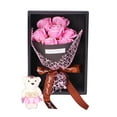 thumbnail image 2 of 7Pcs Artificial Soap Rose Flower Gift Box with Teddy Bear Valentine's Day Bouquet Home Decor Romantic Present for Wedding Anniversary Celebration, 2 of 4
