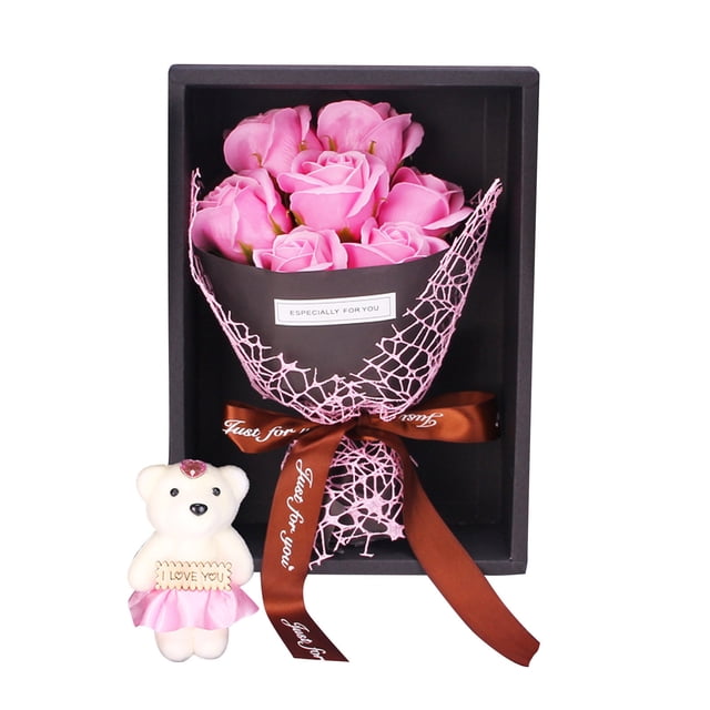 Xihbxyly Ramo de San Valentín, Rosas Artificiales para Boda, Decoración Romántica para Novias, Caja de Regalo con Flores de Jabón, Decoración para Bodas y Fiestas, Tamaño 29 X 7,5 Cm, Perfecto para O