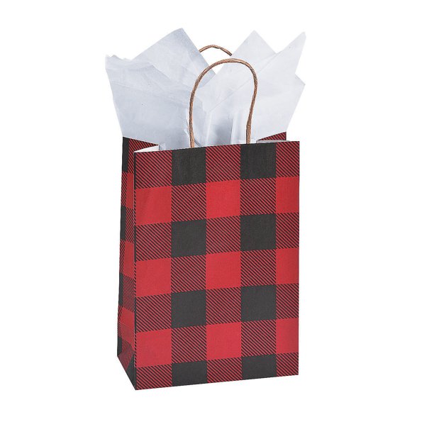 Buffalo Plaid Sm Craft Bags Party Supplies 12 Pieces