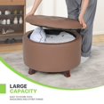 thumbnail image 3 of Magshion Storage Ottoman with Padded Seat, Modern PU Leather Footrest, Round Seat stool for Living Room Bedroom , Brown, 3 of 8
