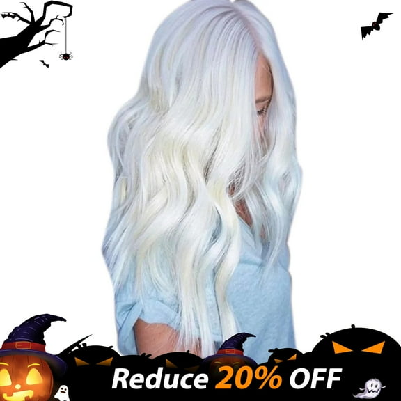 UTOURS Headband Wigs Women Natural White Long Curly Wig Synthetic Wavy Hair Full Front Heat Wig white