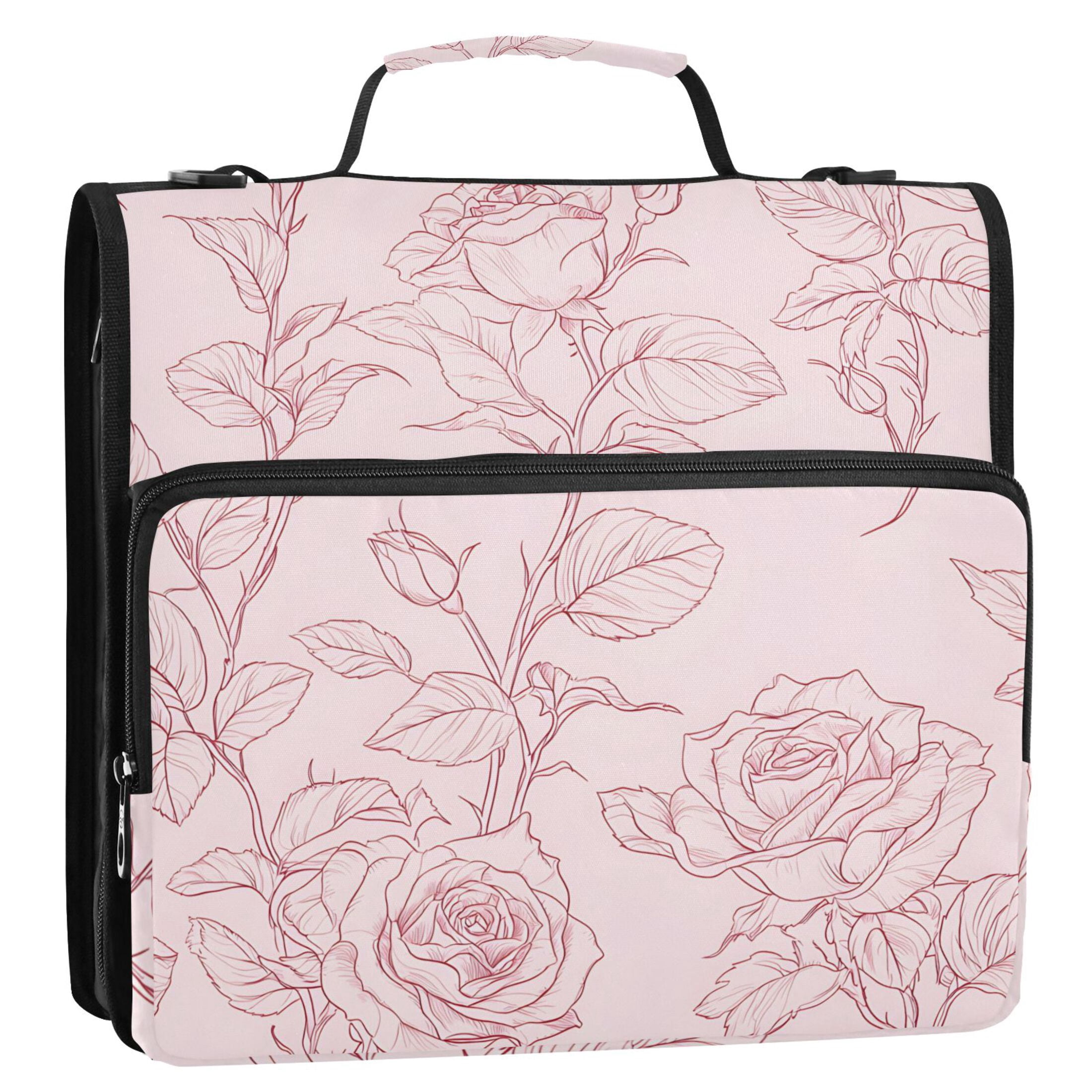 ALAZA Zipper Binder Retro Rose Flower 3 Ring Trapper Keeper File Folder Organizer Bag