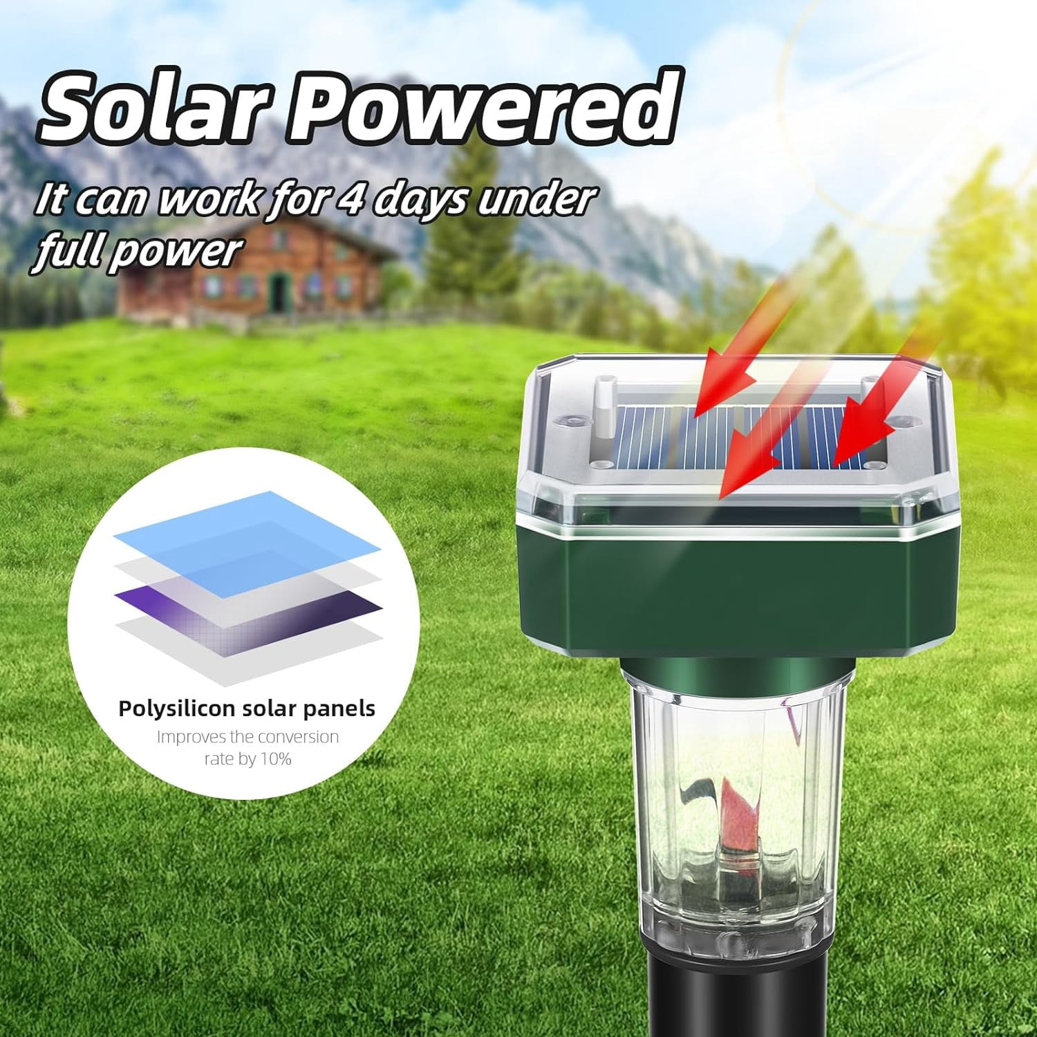 G·PEH Mole Repellent Solar Powered 8 Pack Ultrasonic Mole Deterrent Chipmunk Repellent Outdoor Waterproof Snake Gopher Vole Repellent with Light for Lawn and Garden,Square