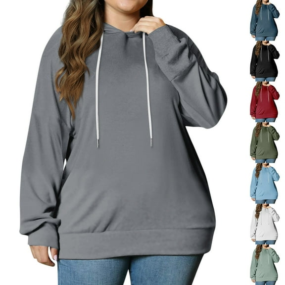 Women's Plus Size Pullover Hoodie Solid Color Long Sleeve Hooded Sweatshirt, Cozy and Warm Fall Winter Casual Fashion Top with Soft Fabric for Everyday Wear and Outdoor Activities,Army Green,4XL