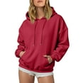 thumbnail image 2 of larppty Hoodies for Women, Fall Pullover Sweatshirt, Oversized Lightweight Sweatshirts (Red, XL), 2 of 6