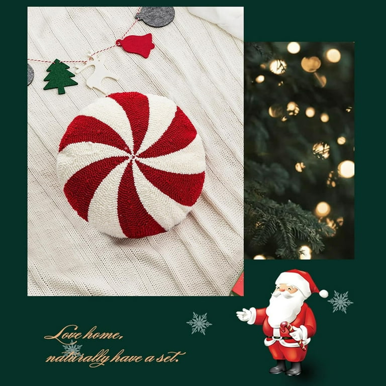 Candy Cane Pillow, Christmas Candy Shape Throw Pillow, Red Spiral