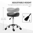 thumbnail image 4 of HOMCOM PU Leather Saddle Stool Height Adjustable Rolling Salon Chair Grey, 4 of 10