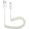 thumbnail image 2 of USB Cable for Motorola Moto e6 Phone - Coiled MicroUSB Charger Cord Power Wire Sync White L8R, 2 of 2
