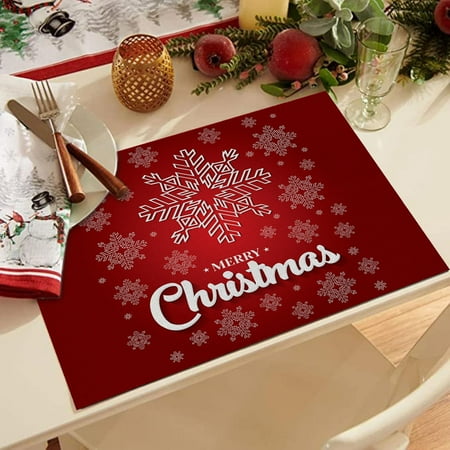 

Christmas Wall Decor Placemat Waterproof Red Christmas Placemats For Dining Table 32 X 21 Cm Seasonal Winter Xmas Snowflakes Holiday Washable Table Mats Special Offers