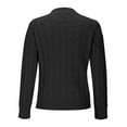 thumbnail image 2 of Women's Cable Knit Sweater V Neck Long Sleeve Pullover Top Lightweight Soft Business Casual Fall Outfit Black XL, 2 of 6