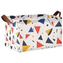 Yayeee Foldable Storage Basket for Shelves with Handles Waterproof Cloth Bins, White Geometric