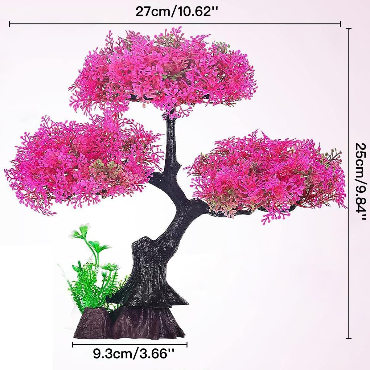 Artificial Aquarium Plants, Fish Tank Decorations, Cherry Blossom Simulation Aquatic Grass Plastic Grass Pine Tree Combination