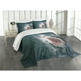 thumbnail image 3 of Ambesonne Shark Quilted Bedspread Set 3 Pcs, Scary Open Mouth Teeth, Queen Size, Petrol Blue Grey White, 3 of 5