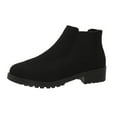 thumbnail image 4 of hopeusnice Women's Ankle Boots Chelsea Boots Low Heel Pull On Shoes Comfortable Chunky Heel Booties Fall Winter Soft Suede Shoes Black 40, 4 of 8