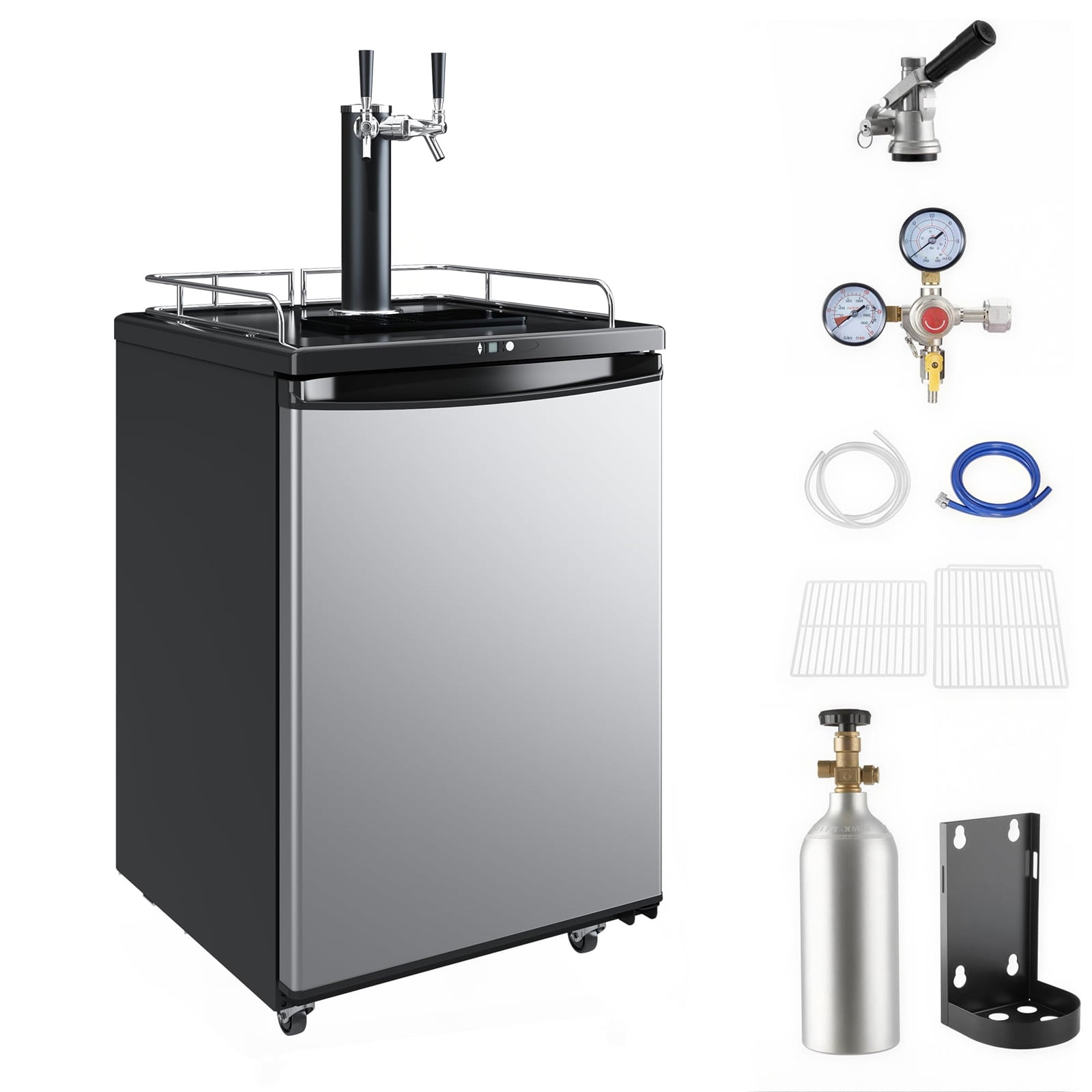 Garvee Double Tap Beer Keg Refrigerator Cooler 163L Beverage Fridge with Stainless Steel Door