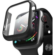 Apple Watch Case Series SE/ Series 6/5/4 for 40mm with Built-in Tempered Glass Screen Protector (All Watch Series), Guard Bumper Full coverage Cover for Apple Watch Case, Color Black