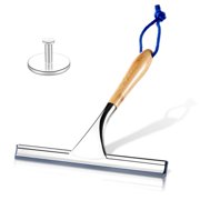 ToiletTree Products All Purpose Bamboo Stainless Steel Squeegee - Rust Proof - Brown Silver and Blue