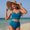 Blue, variant on Women's Tummy Control High Waisted Bikini Set 2 Piece Swimsuits Twist Front Bathing Suits