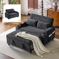 thumbnail image 3 of Ktaxon Sofa Bed, Corduroy Mechanical Pull-Out Loveseat, Convertible Couch for Living Room, Apartment Dark Gray, 3 of 12