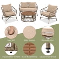 thumbnail image 5 of Segmart Outdoor Patio Conversation Set, 4PCS Outdoor Patio Rattan Sofa Set, Poolside Furniture Set for 4, Outdoor Cushioned Seating Group with Coffee Table, Brown, 5 of 9