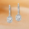thumbnail image 4 of Diamond Dangle Earring | 3 Carat IGI Certified Radiant Shape Lab Grown Diamond Dangle | 14K in White Gold | Lyra Halo Lab Diamond Earrings | Prong Setting | FG-VS1-VS2 Quality | Friendly Diamonds, 4 of 6