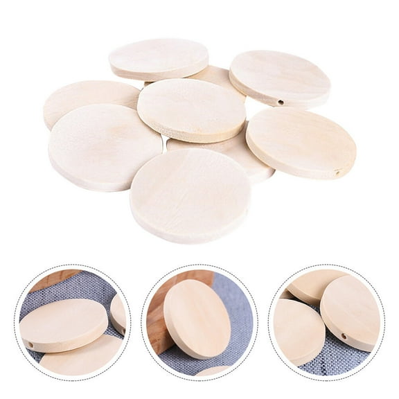 Tineasur Round Wood Earring Blanks Beige Lightweight Comfortable to Wear 50 Pieces for Jewelry Making