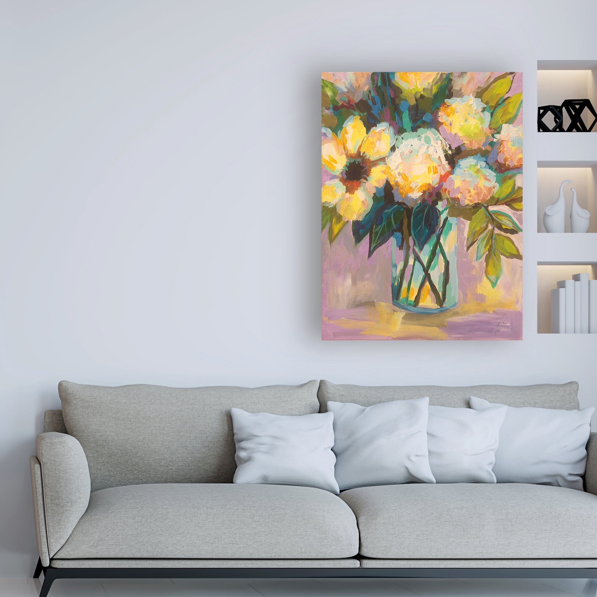 Trademark Fine Art 'Lavender Yellow And Blue' Canvas Art by Jeanette Vertentes