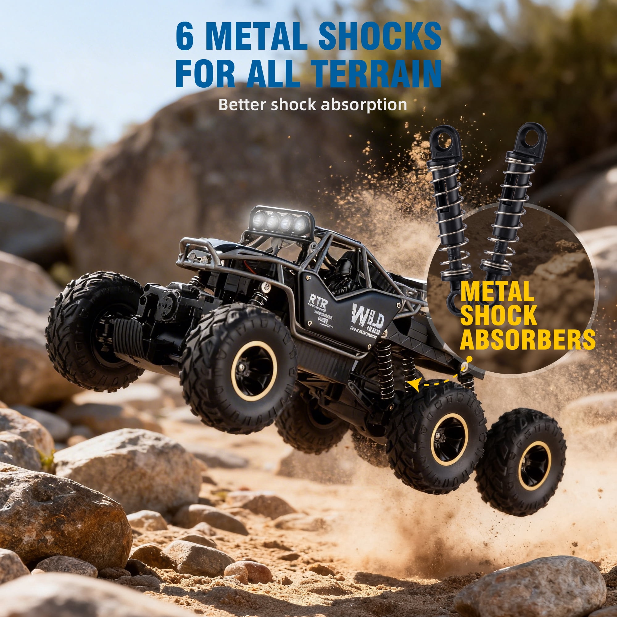 Furnibear 1:12 RC Car for Kids Adults,6WD Monster Truck Remote Control Car,2.4Ghz Waterproof All Terrain Off Road RC Truck Toy Gifts for Boys and Girls