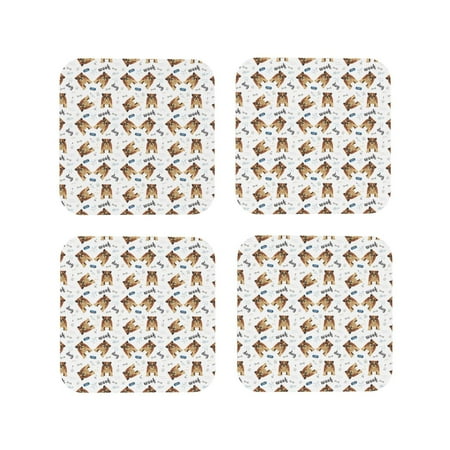 

Drink Coasters Set of 4 Cute Dog woof Leather Coasters for Coffee Table Protector Heat Resistant Cute Coasters for Home Decor Housewarming Gifts Bar Kitchen 4 Inch Square