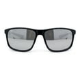 thumbnail image 2 of Mens Color Mirror 90s Classic Rectangle Sport Plastic Aerodynamic Sunglasses Black - Silver Mirror, 2 of 4