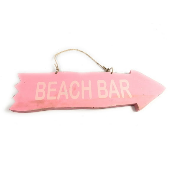 Arrow Sign "Beach Bar" Wooden 12" X 4" - Pink | #snd25105p